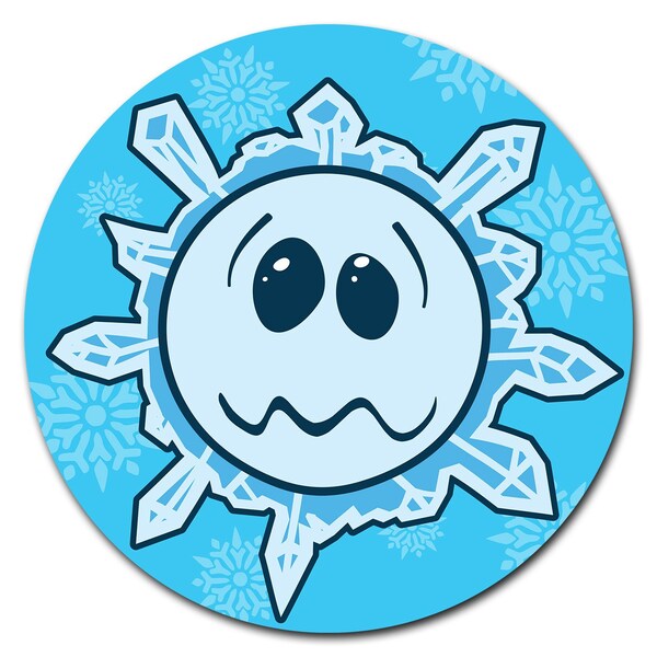 Snowflake Frazzled Circle Vinyl Laminated Decal